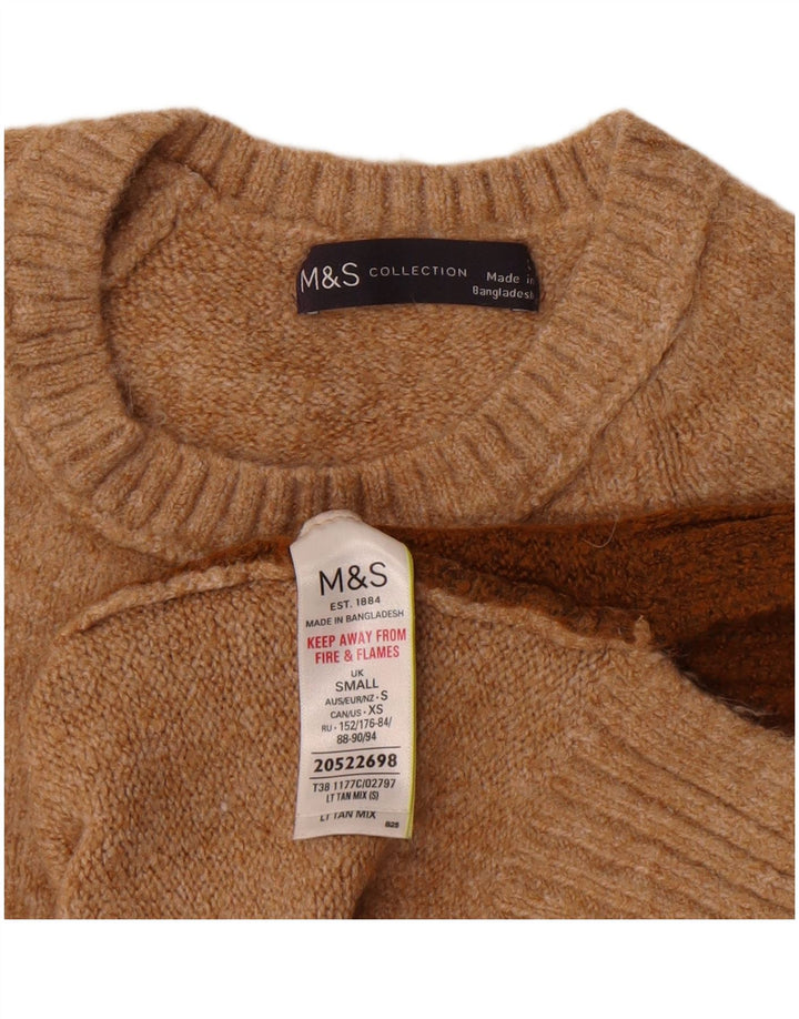 Suéter feminino Marks & Spencer com gola redonda Reino Unido 10 pequeno marrom
