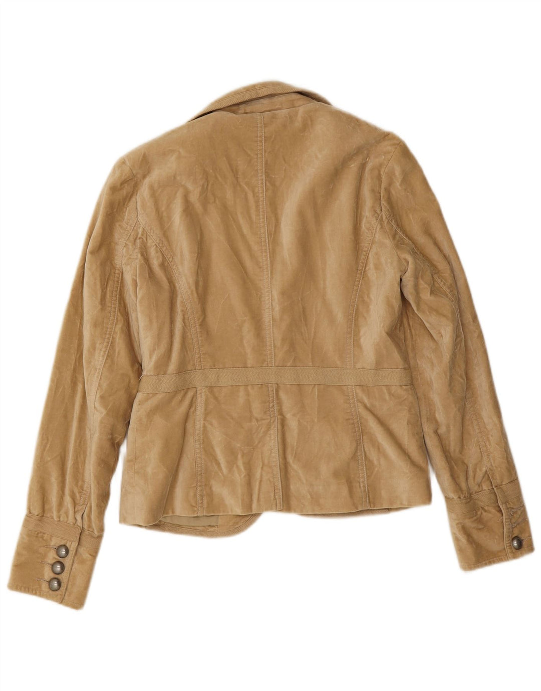 Jaqueta blazer feminina de veludo com 1 botão Massimo Dutti UE 38 algodão bege pequeno