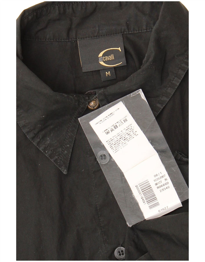Camisa feminina Just Cavalli UK 12 algodão preto médio