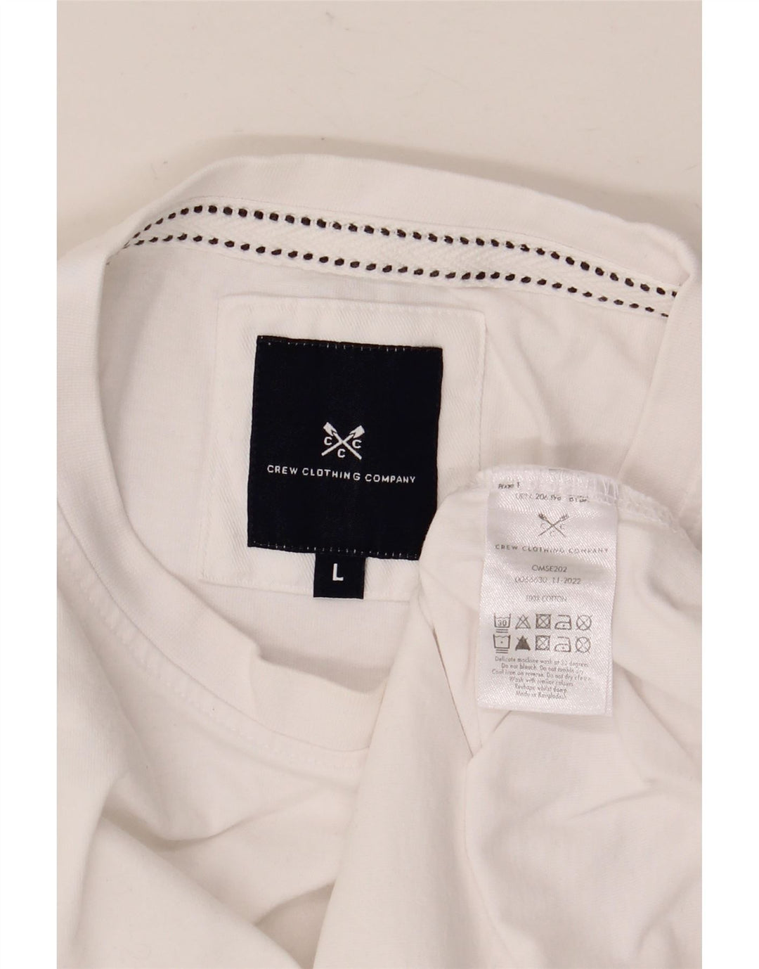 Camiseta masculina CREW CLOTHING Top grande de algodão branco
