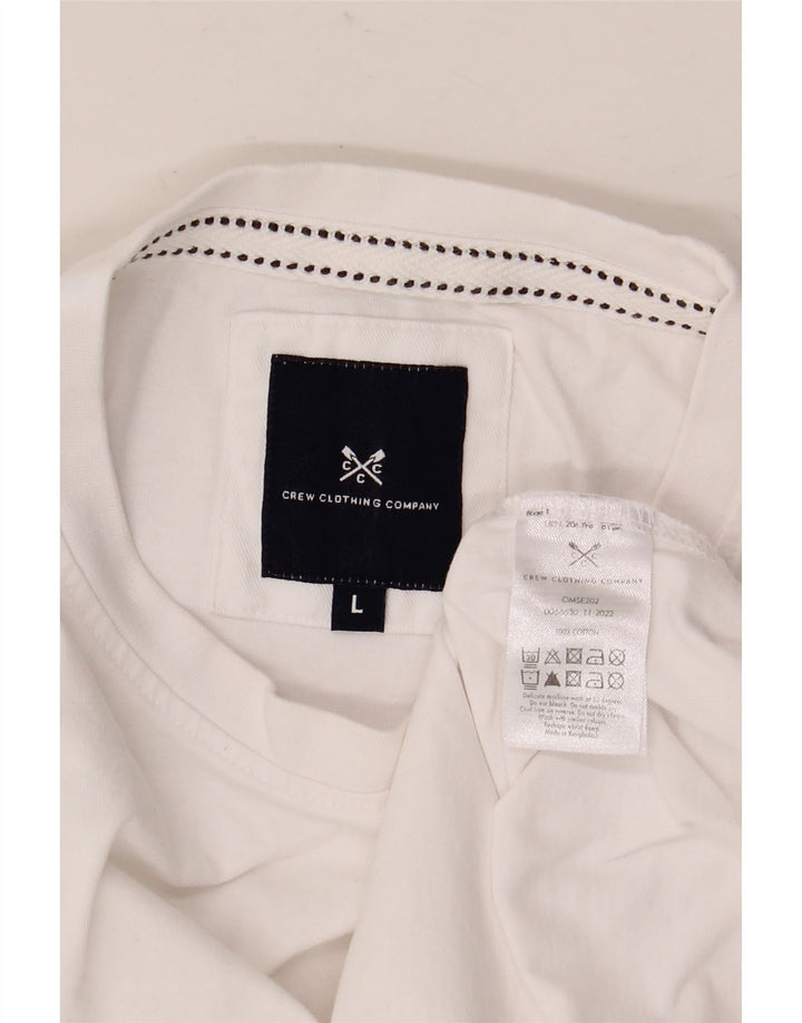 Camiseta masculina CREW CLOTHING Top grande de algodão branco