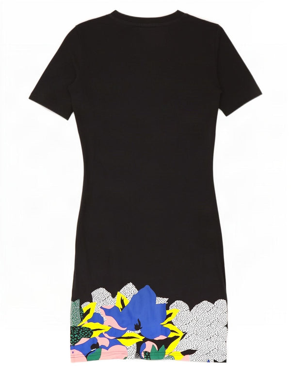 Adidas Womens Her Studio London Graphic Camiseta Vestido Reino Unido 6 XS Preto Floral