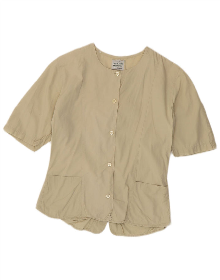 Blusa feminina de manga curta Benetton IT 42 algodão bege médio
