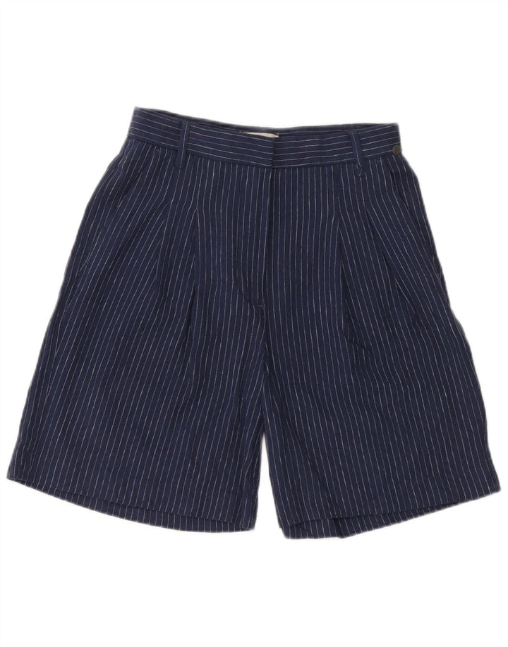Shorts Chino feminino Carrera Pegged W29 médio azul marinho listrado linho