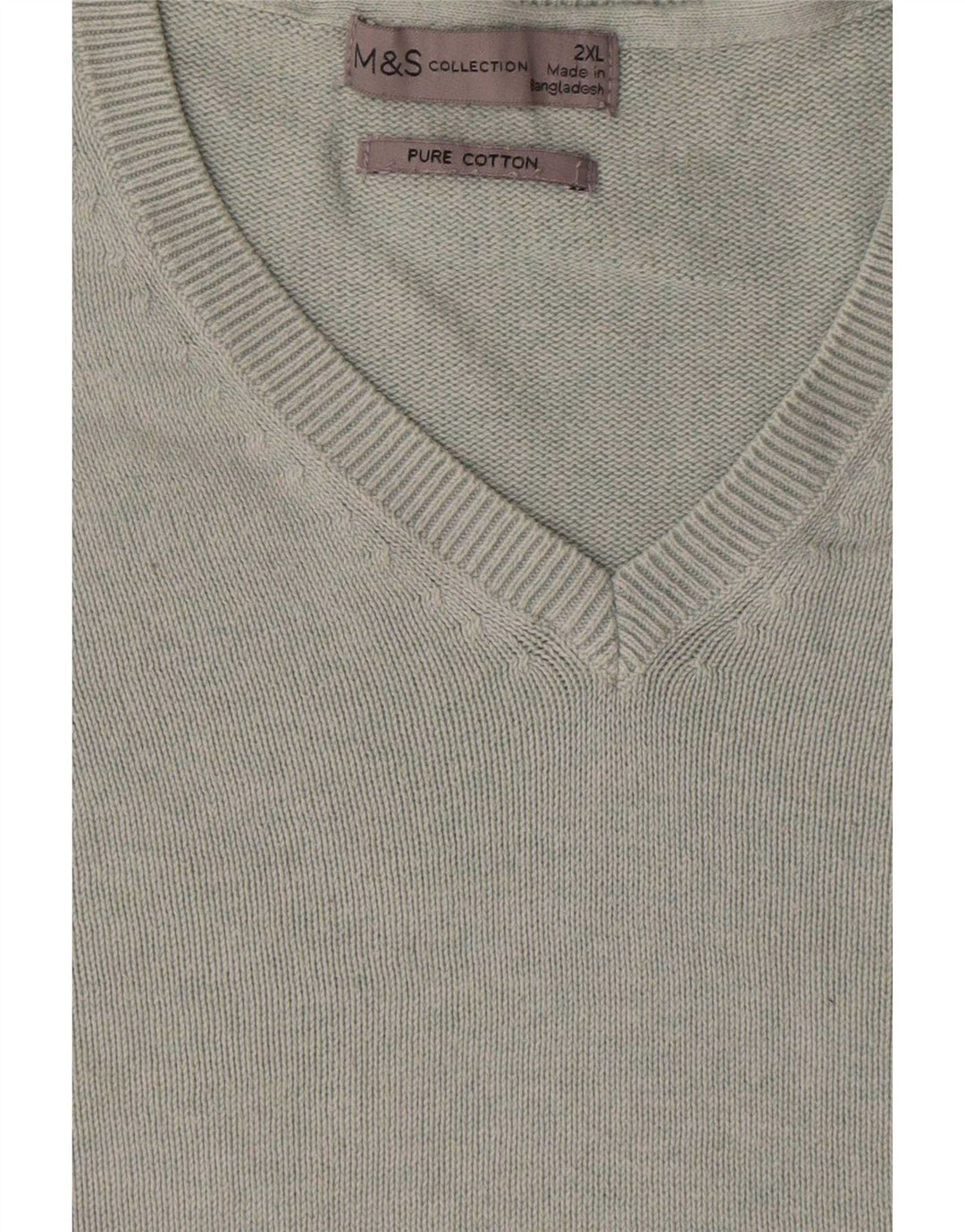 Suéter masculino Marks & Spencer com decote em V 2XL algodão cinza