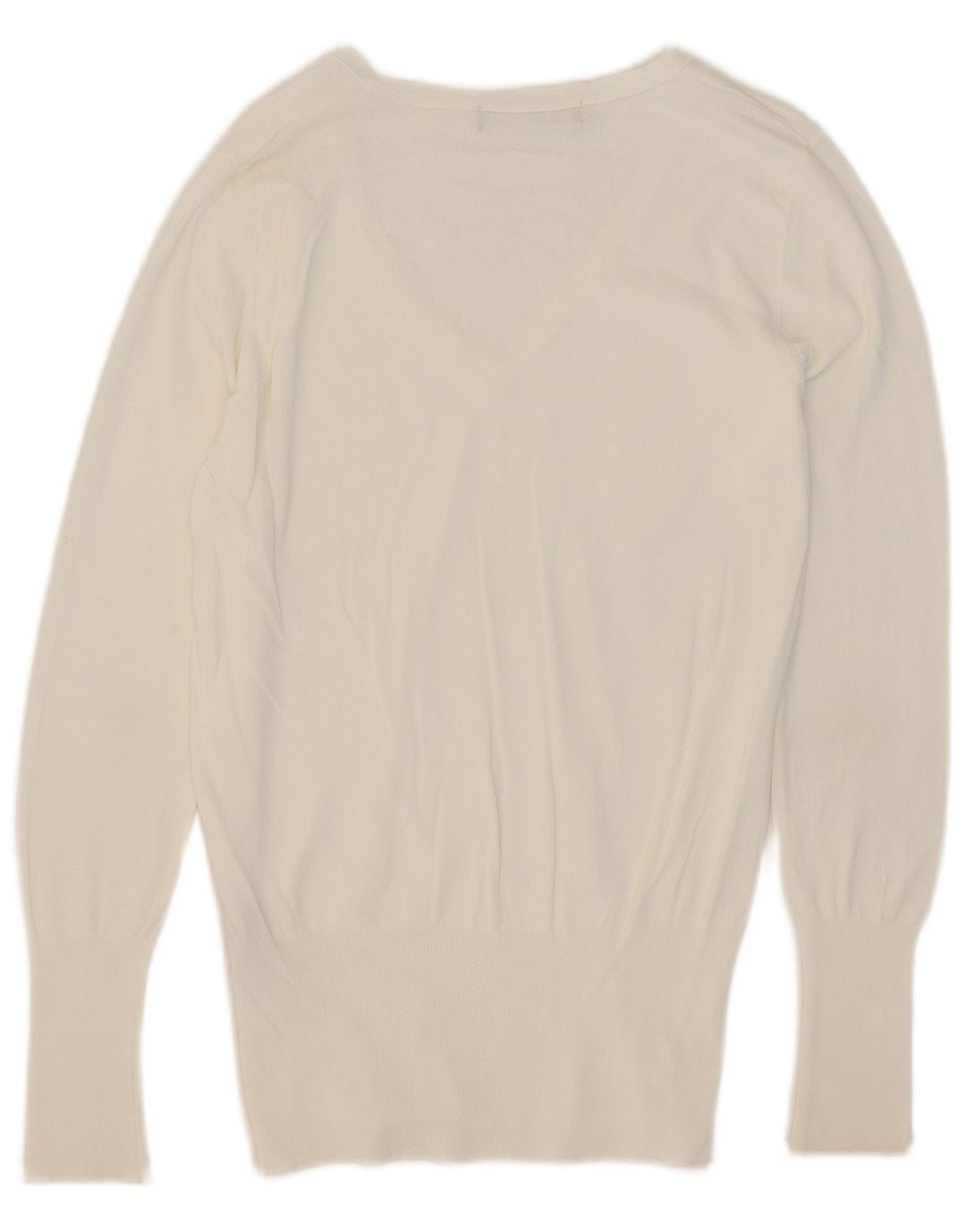 Suéter feminino Zara com decote em V Reino Unido 14 viscose branca média