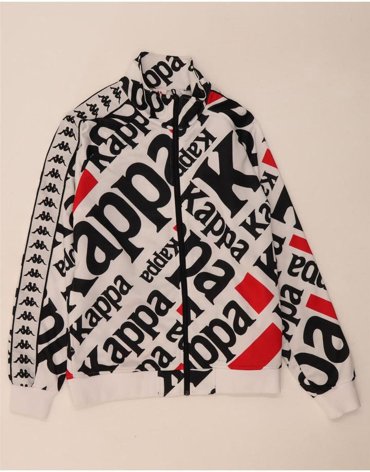 Kappa Mens Graphic Tracksuit Top Jaqueta Grande Poliéster Branco