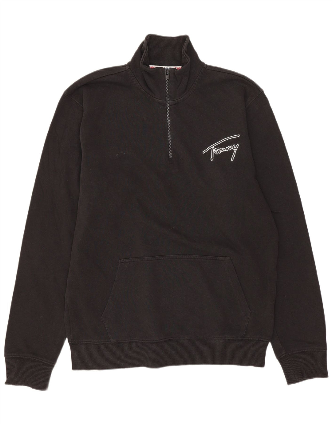 TOMMY HILFIGER Suéter masculino com zíper e gola em algodão preto médio
