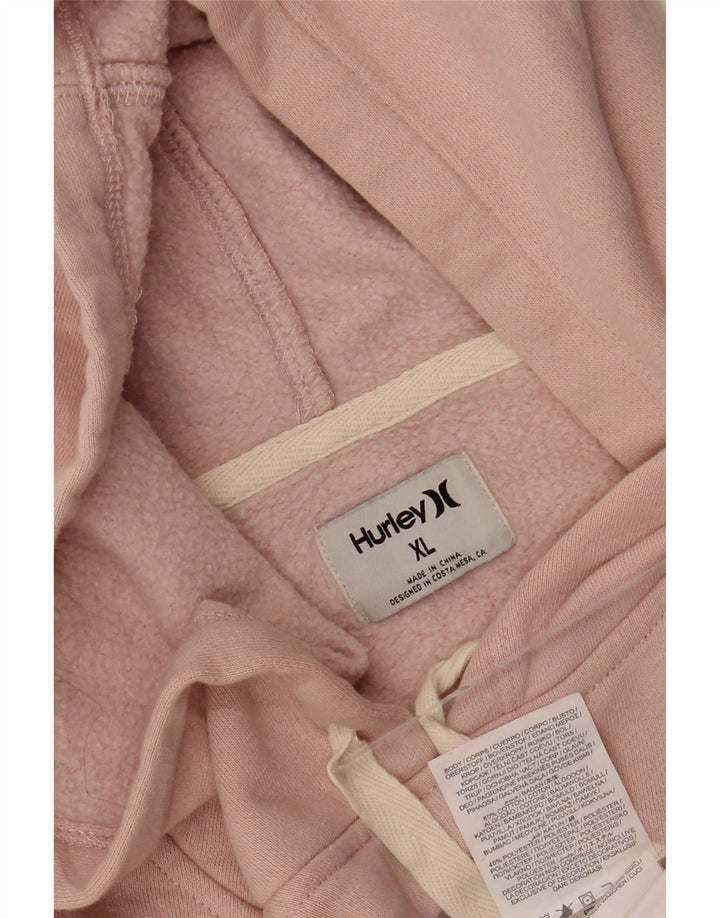 HURLEY Womens Graphic Hoodie Jumper UK 18 XL Pink Cotton Vintage Hurley and Second-Hand Hurley from Messina Hembry 