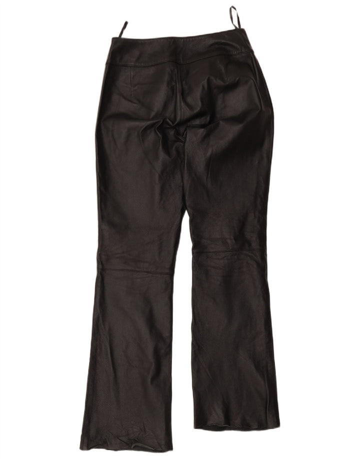 Calça feminina de couro bootcut Yuppie EU 40 médio W32 L30 preta