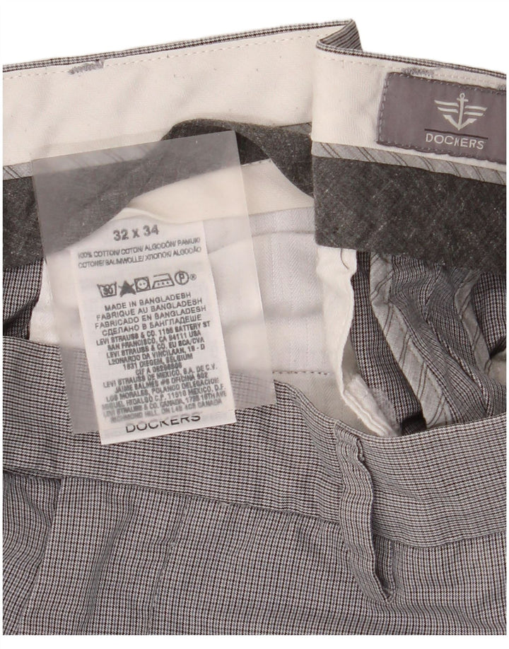 Calça masculina Dockers Straight Suit W32 L34 cinza xadrez algodão