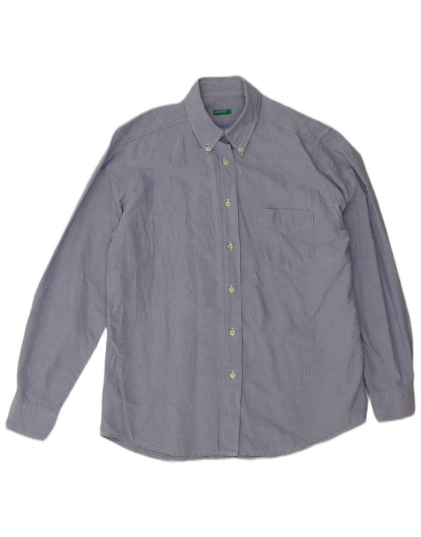 Camisa Benetton Mulher UK 18 XL Azul Algodão