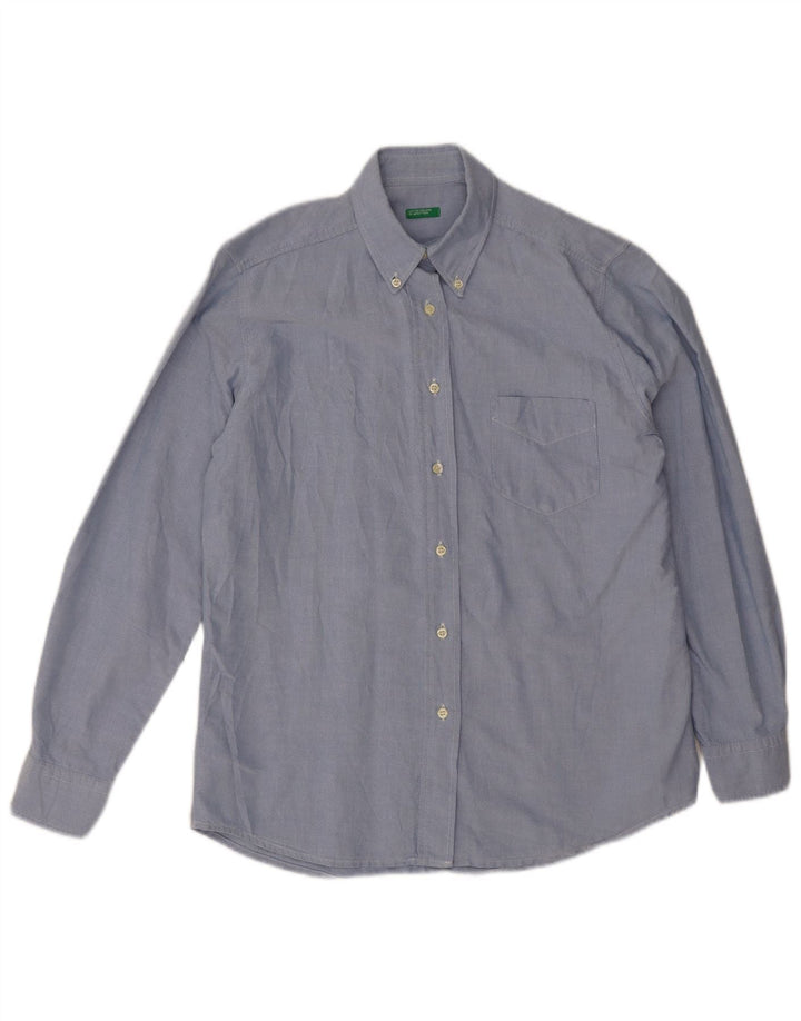 Camisa Benetton Mulher UK 18 XL Azul Algodão