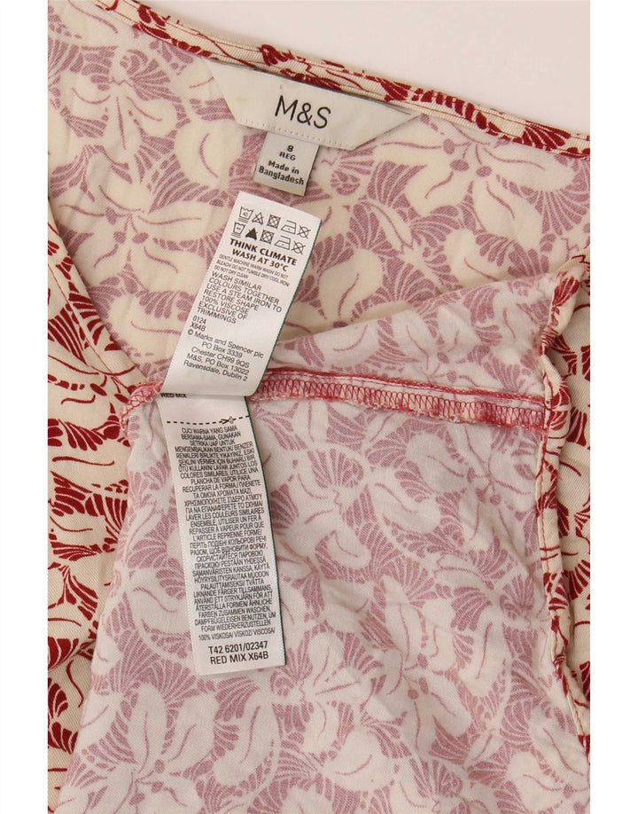 Vestido maxi feminino Marks & Spencer UK 8 pequeno viscose floral vermelho