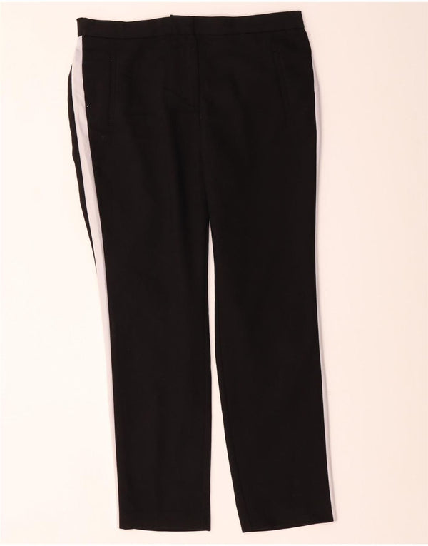 Calça chino reta feminina Zara grande W30 L27 algodão colorblock preto