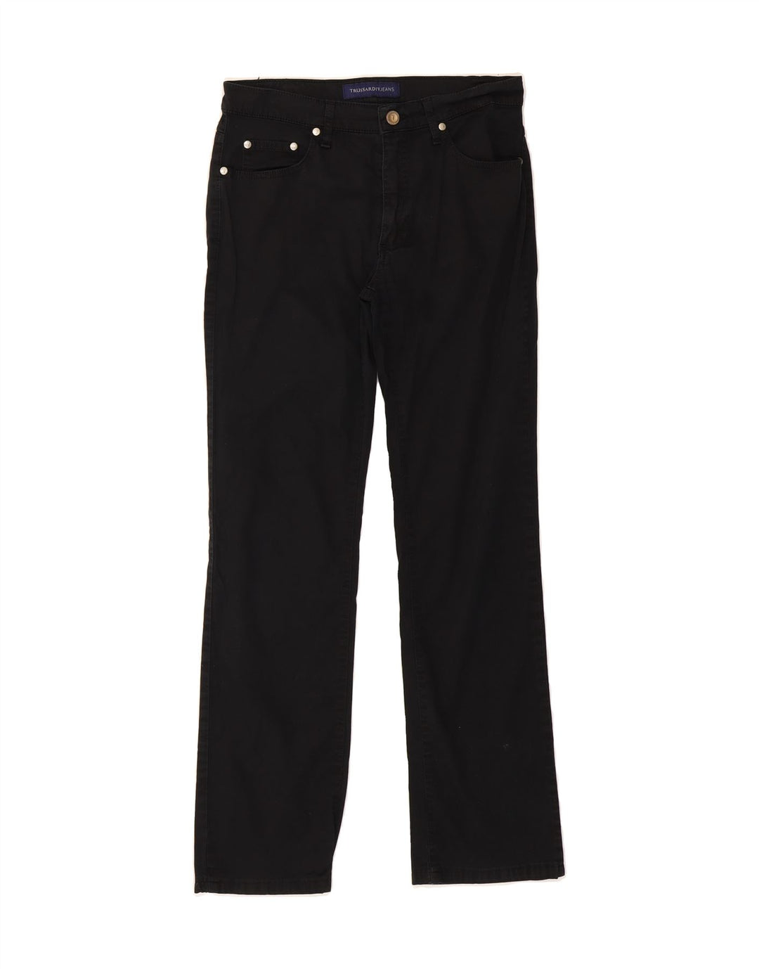 TRUSSARDI Womens Straight Casual Trousers W28 L29 Black Cotton Vintage Trussardi and Second-Hand Trussardi from Messina Hembry 