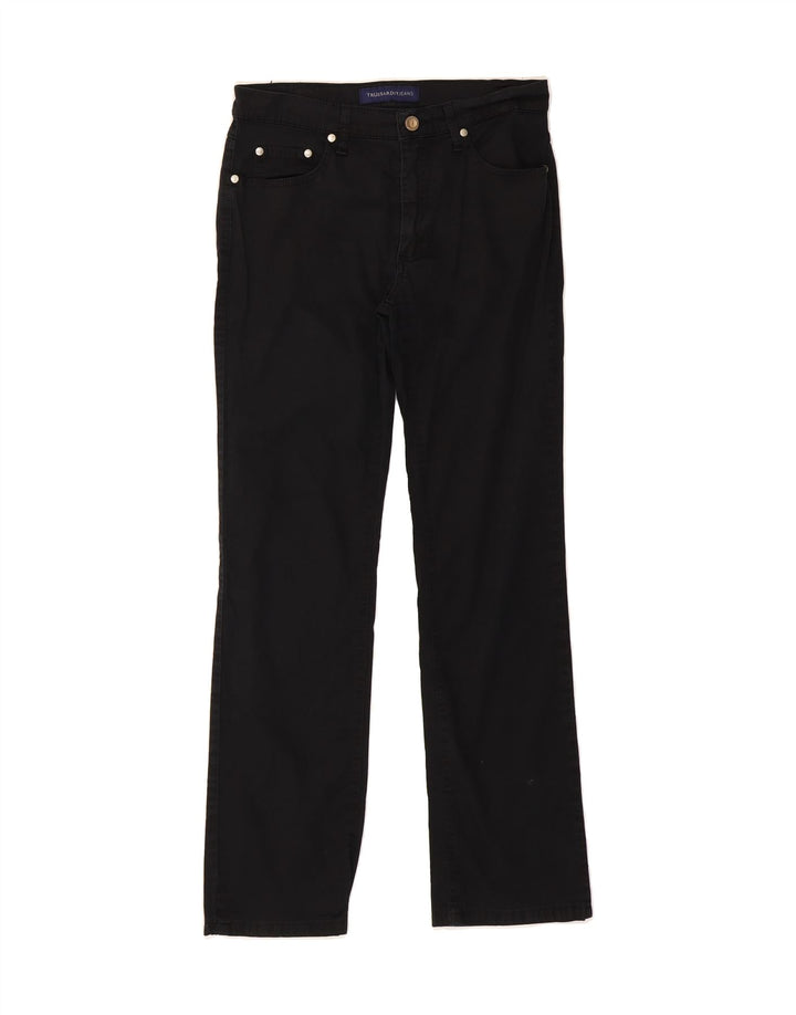 TRUSSARDI Womens Straight Casual Trousers W28 L29 Black Cotton Vintage Trussardi and Second-Hand Trussardi from Messina Hembry 