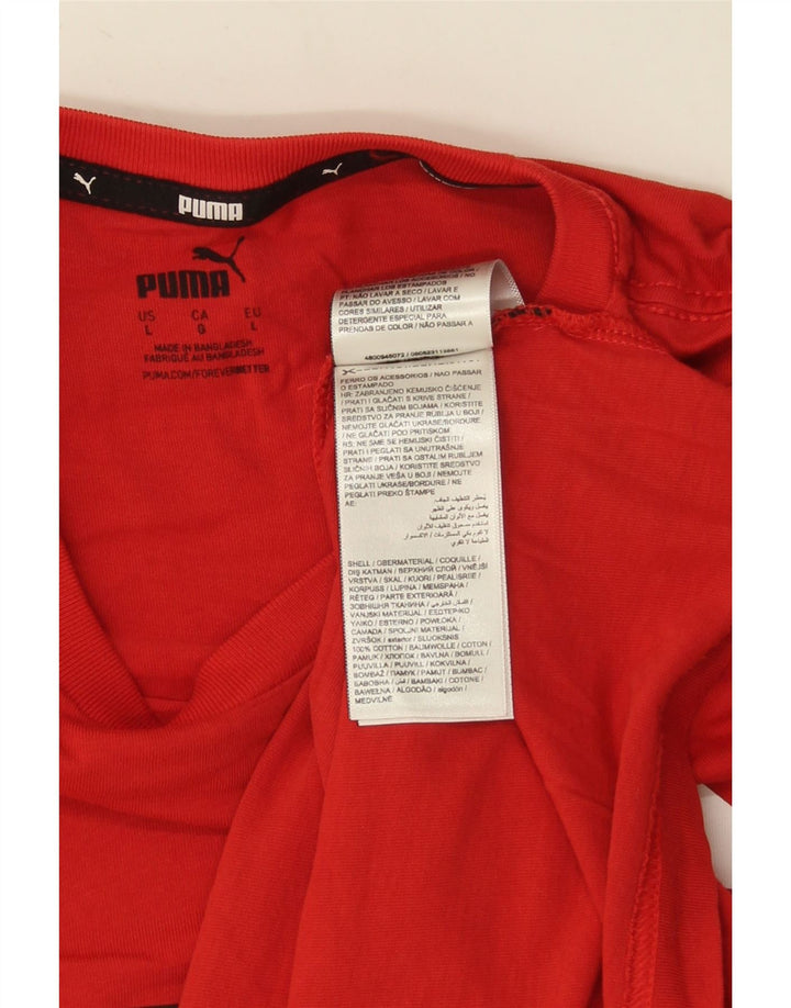 Puma Mens Graphic T-Shirt Top Grande Algodão Vermelho