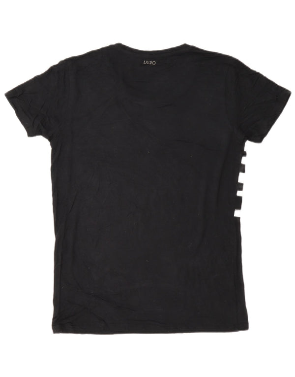 Camiseta feminina Liu Jo com estampa gráfica UK 12 médio preto