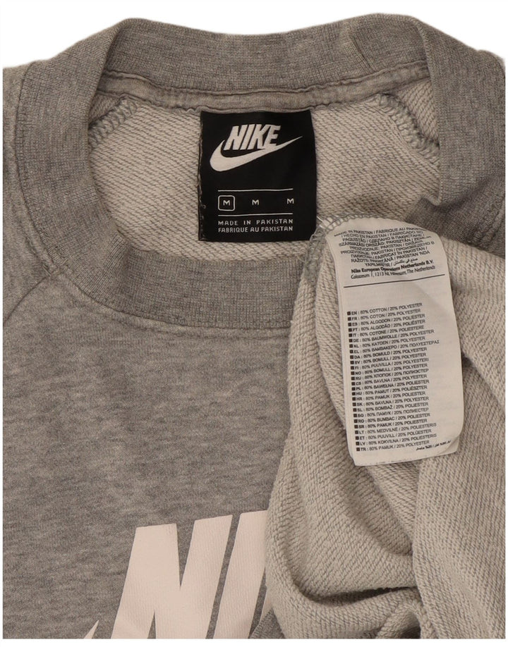 Nike feminino gráfico moletom jumper UK 14 médio cinza algodão