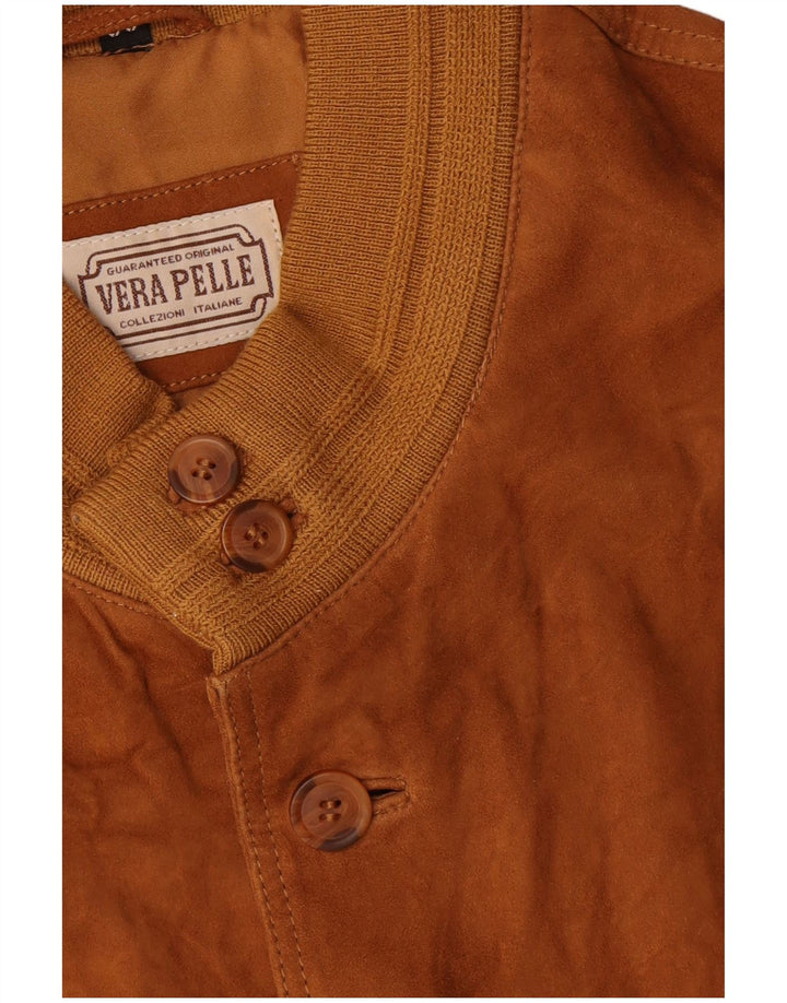 Jaqueta bomber masculina vintage de camurça IT 56 3XL couro marrom