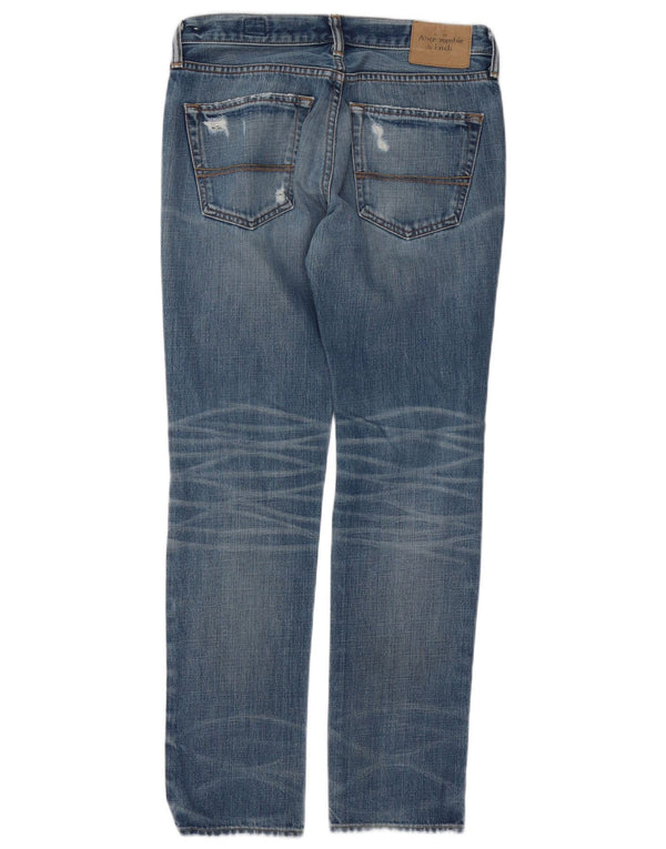 Calça jeans masculina Abercrombie & Fitch White Oak desgastada W31 L32 azul