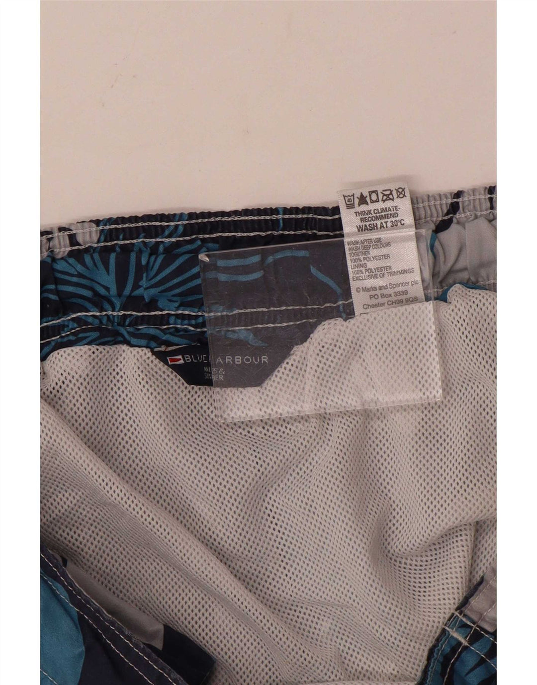 Shorts de banho masculino Marks & Spencer Blue Harbor médio azul marinho floral
