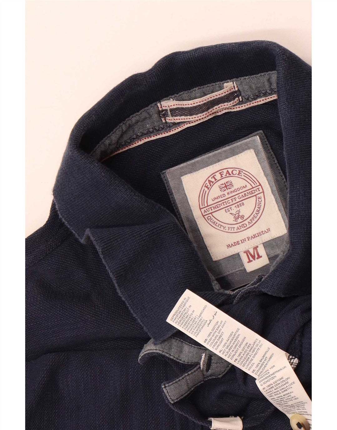 Camisa polo masculina Fat Face médio algodão azul marinho
