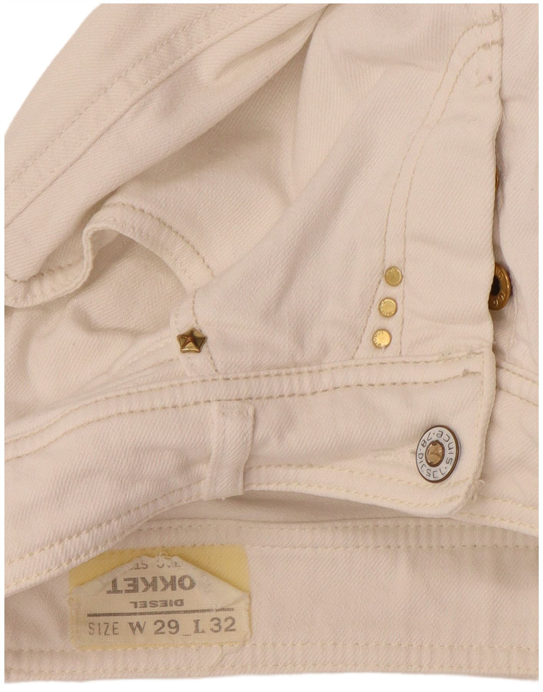 DIESEL feminino Rokket jeans reto W29 L32 algodão branco