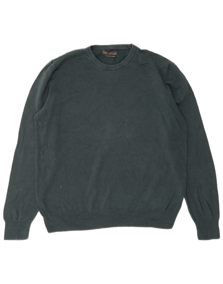 MARKS & SPENCER Suéter masculino com gola redonda XL algodão verde