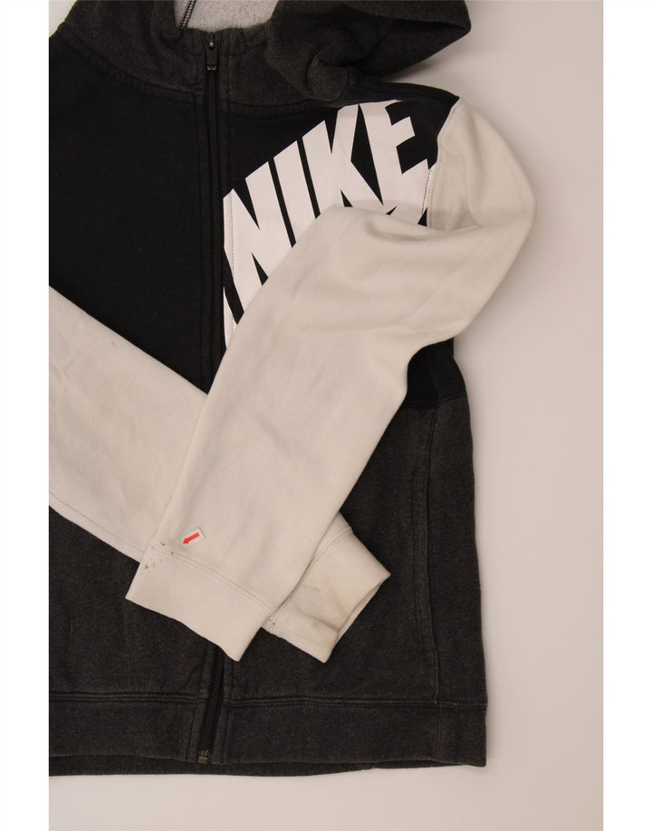 NIKE Boys Standard Fit Zip Hoodie Sweater 12-13 Years Large Grey Vintage Nike and Second-Hand Nike from Messina Hembry 