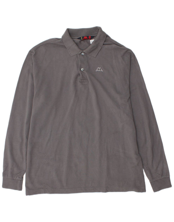 Camisa polo masculina de manga comprida Kappa XL cinza algodão