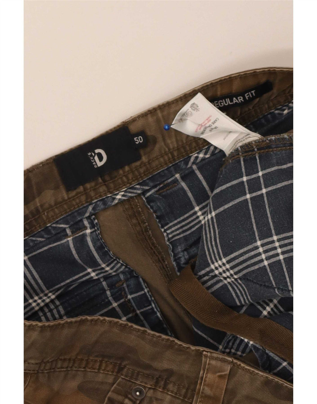 Shorts cargo masculino de ajuste regular da Dack IT 50 grande W36 marrom camuflagem
