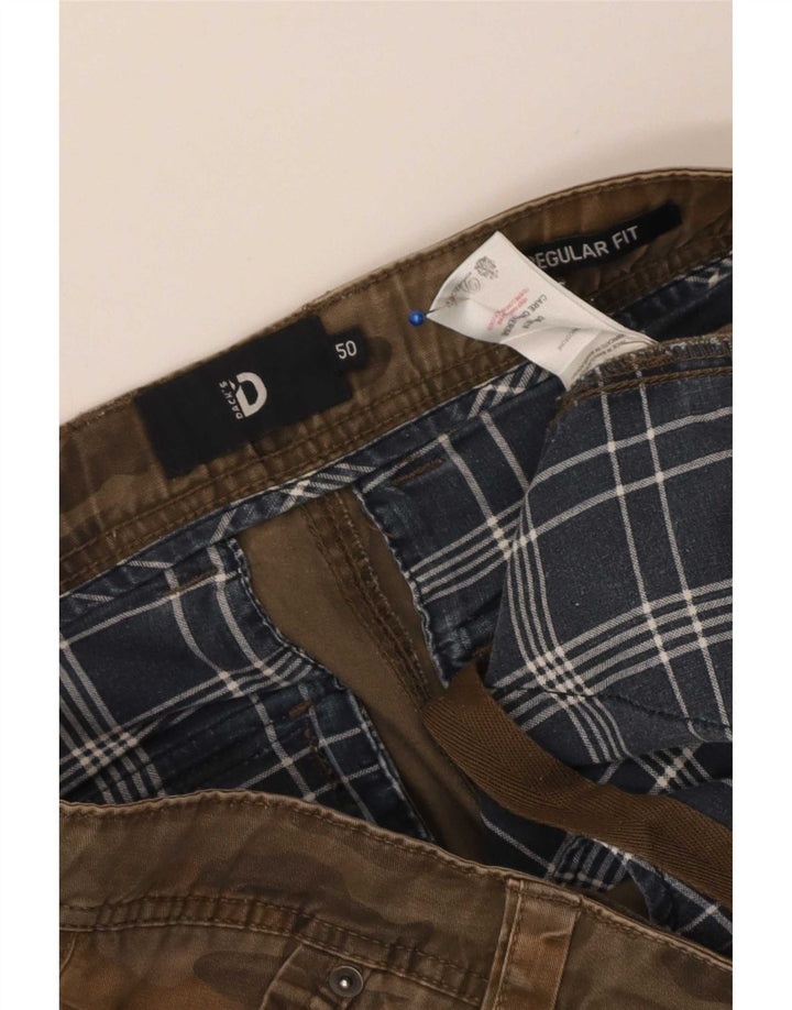 Shorts cargo masculino de ajuste regular da Dack IT 50 grande W36 marrom camuflagem