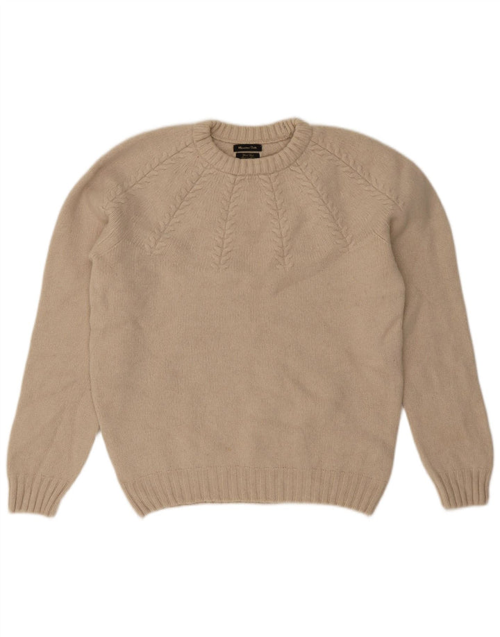 Suéter masculino Massimo Dutti com gola redonda, lã bege grande