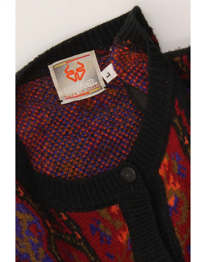 Suéter cardigã feminino Stefanel Reino Unido 16 grande floral multicolorido