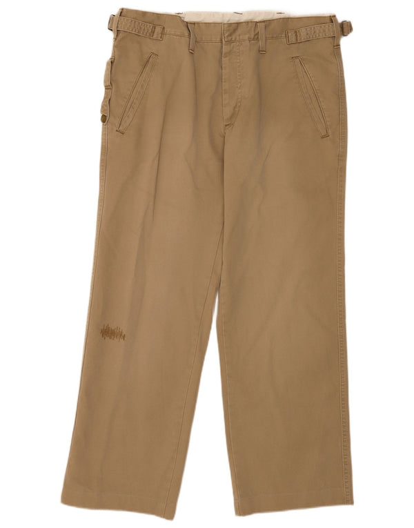 Calças Dockers masculinas retas Chino W32 L28 algodão bege