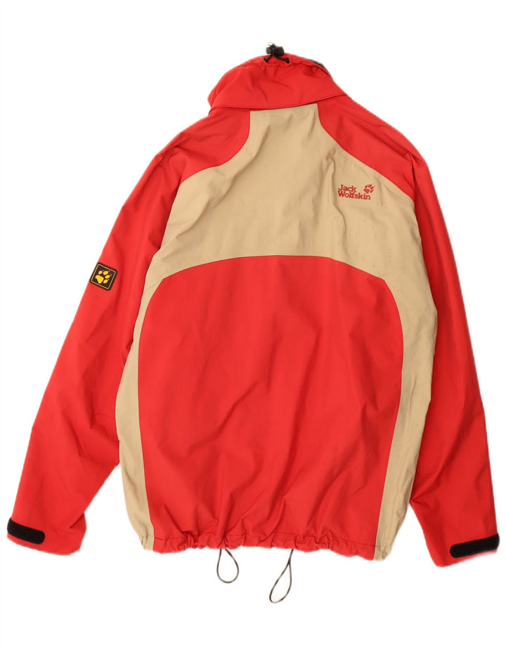 Jaqueta de chuva feminina Jack Wolfskin Loose Fit UK 12 Medium Red Colourblock