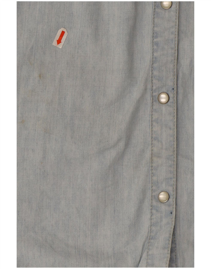 Camisa jeans feminina Fat Face UK 16 grande algodão azul