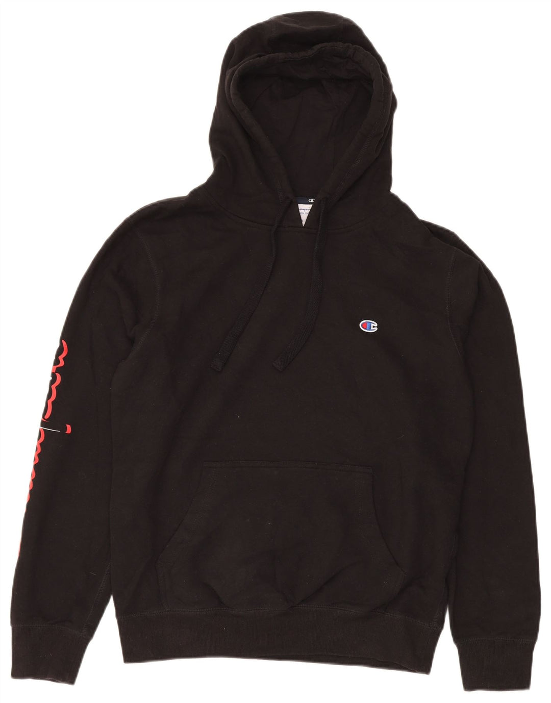CHAMPION Suéter masculino com capuz gráfico médio algodão preto