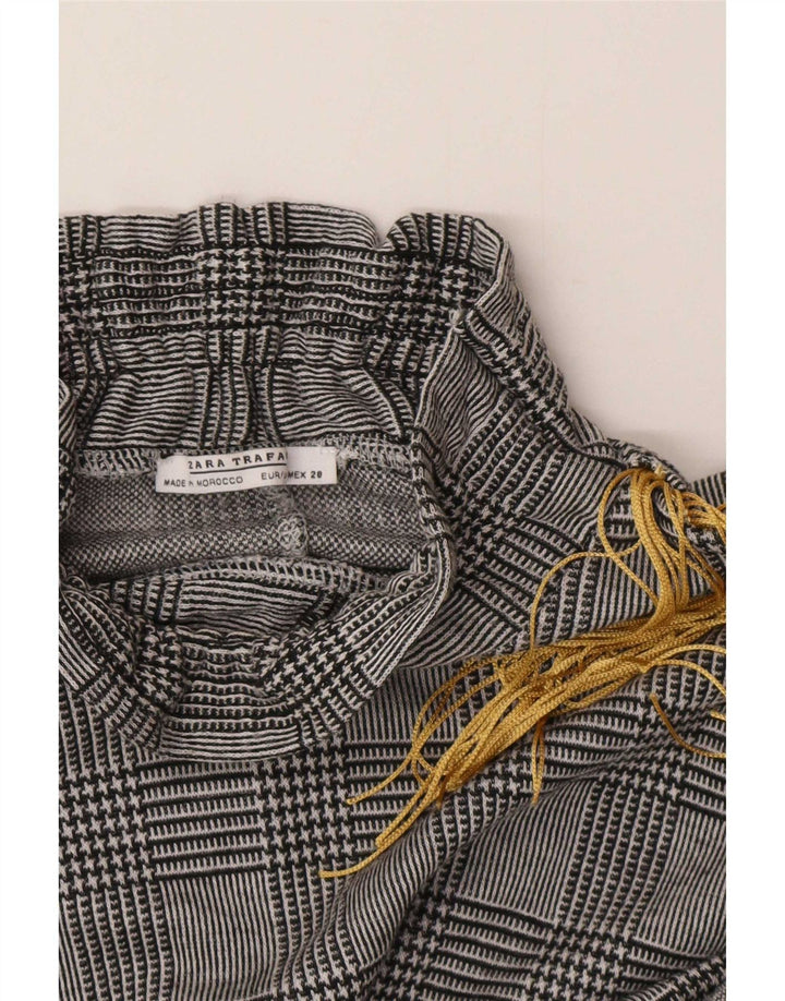 Blusa feminina de manga comprida Zara UK 12 cinza médio xadrez clássico
