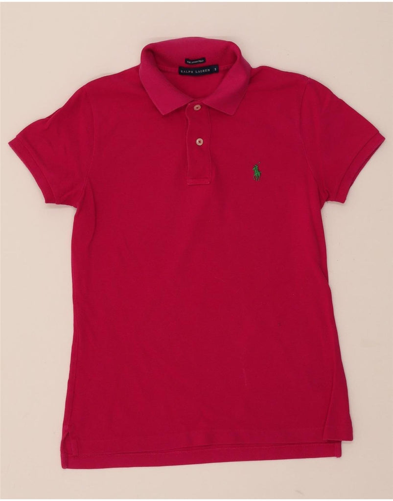 RALPH LAUREN Womens Skinny Polo Shirt UK 10 Small Pink Cotton Vintage Ralph Lauren and Second-Hand Ralph Lauren from Messina Hembry 