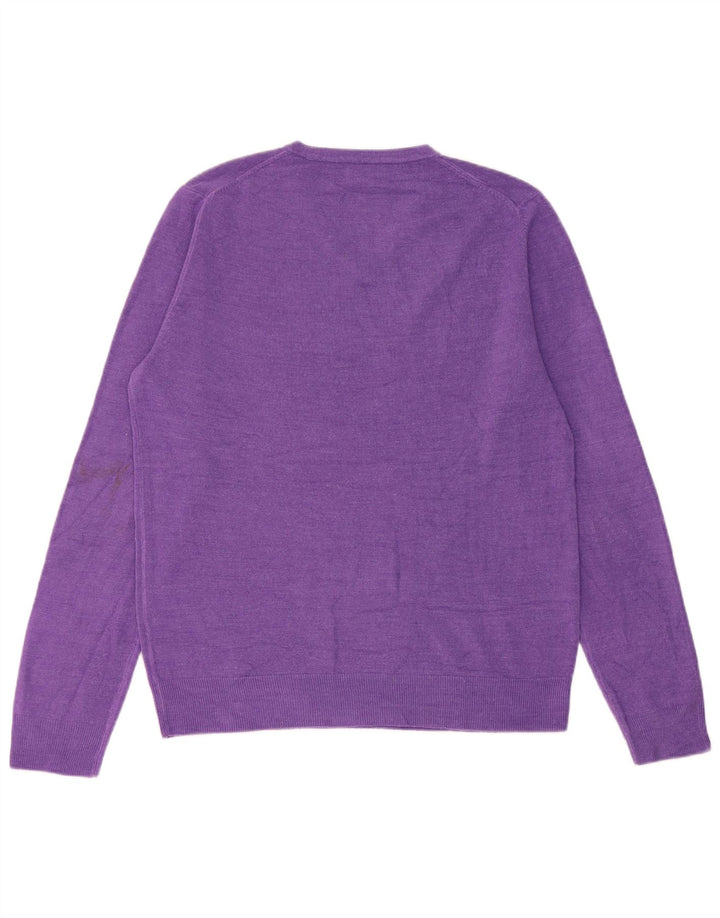 Suéter masculino John Lewis com decote em V, acrílico roxo médio