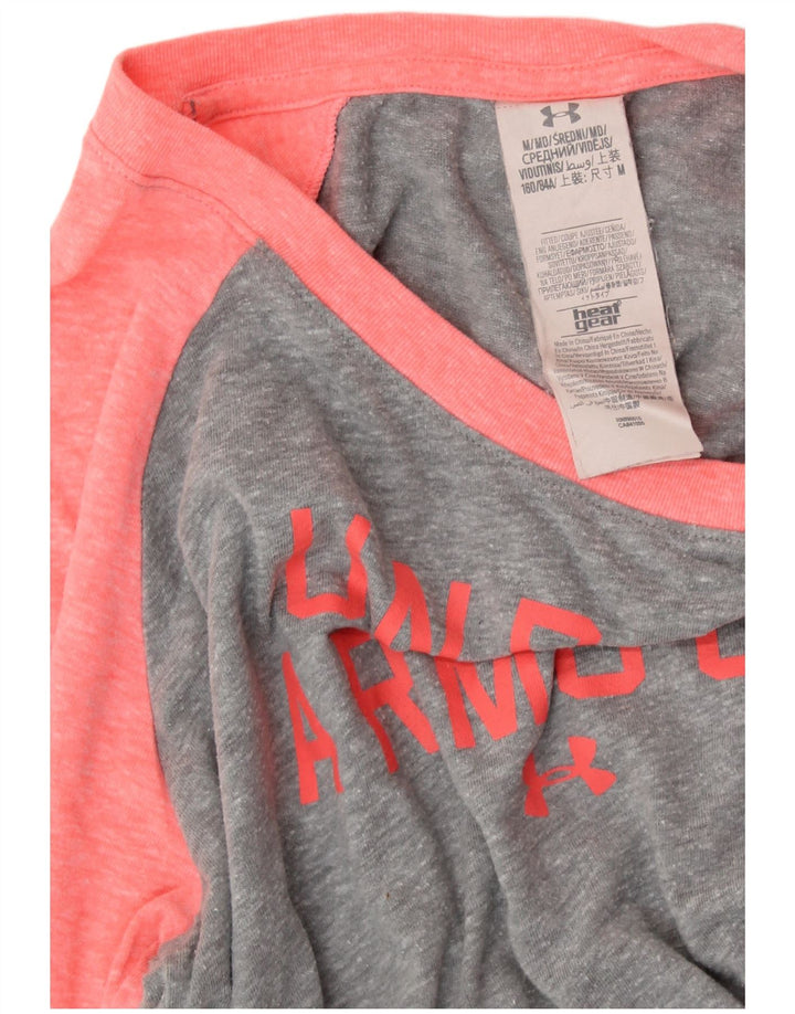 UNDER ARMOUR Feminino Heat Gear Graphic Top manga 3/4 Reino Unido 12 cinza médio