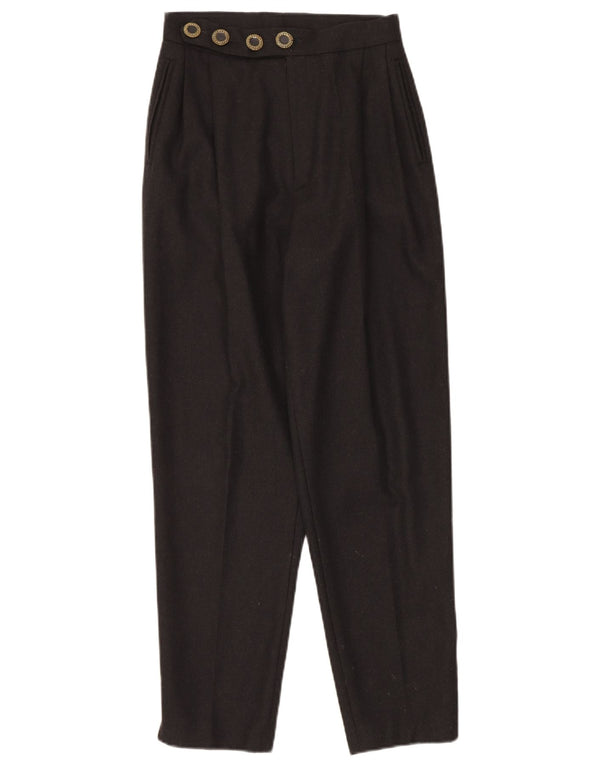 Calça Chino feminina vintage cônica de cintura alta W26 L28 preta