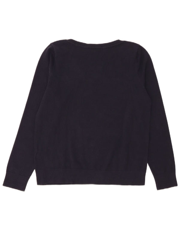 Suéter feminino Tommy Hilfiger com gola canoa e algodão azul marinho grande Reino Unido 14