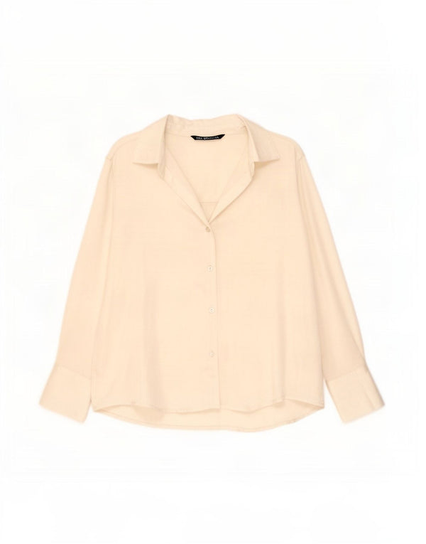 Zara Camisa Feminina UK 16 Grande Off White