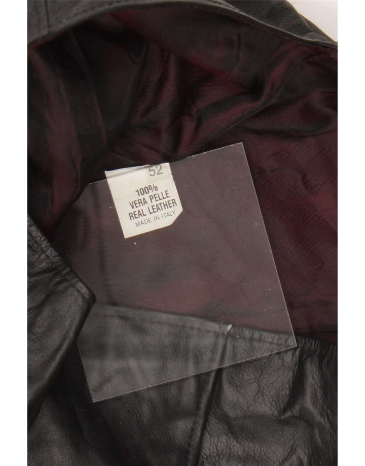 Colete de couro masculino vintage IT 52 grande preto