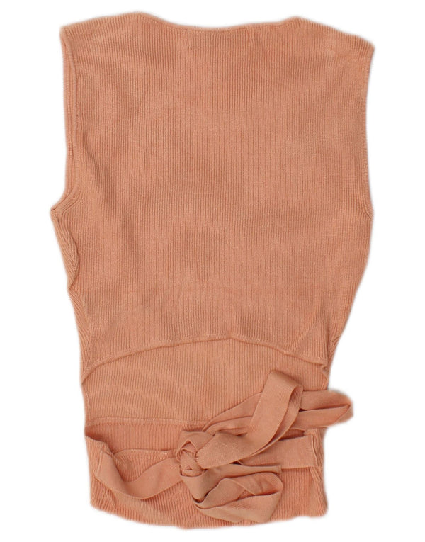 Blusa feminina sem mangas Zara Top UK 12 viscose rosa médio
