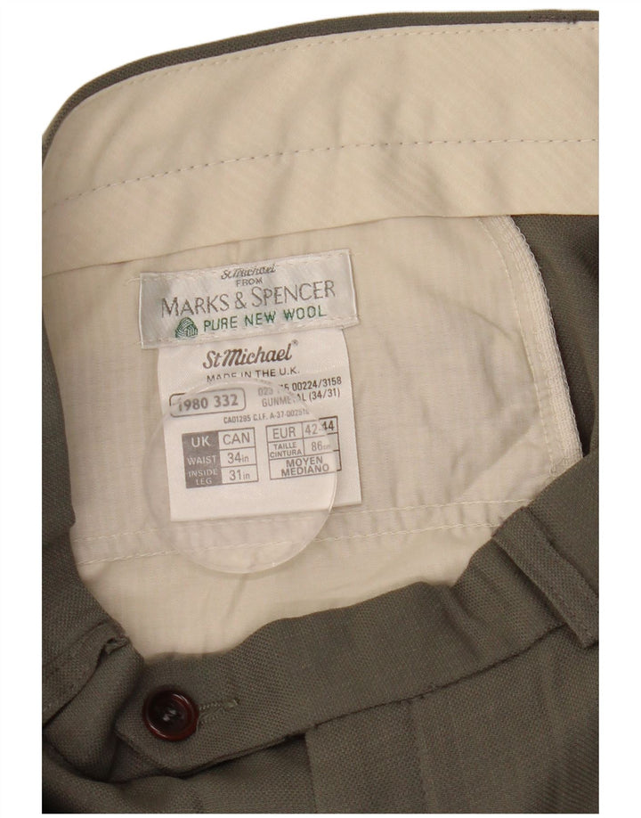 Calça masculina Marks & Spencer com pegged suit W34 L31 lã cinza